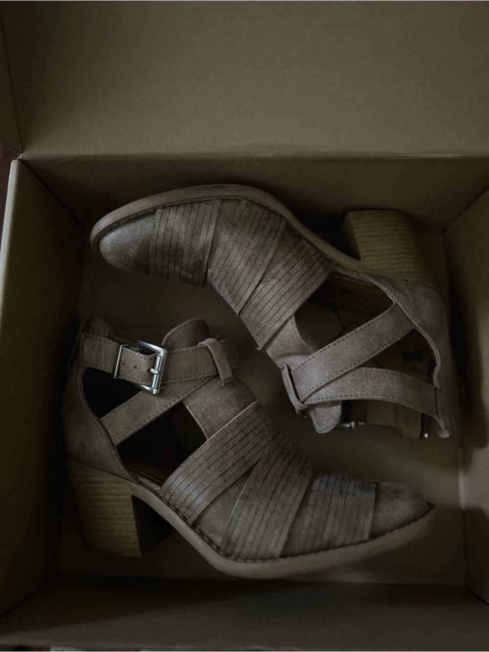 Maurices Taupe Cutout Block Heel Booties